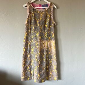 Gregory Parkinson Dress Yellow Lavendar Lace Spring Easter BoHo Sz 10